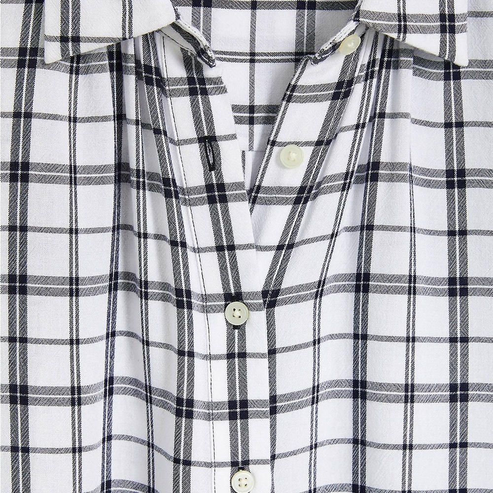 LOFT White and Black Plaid Button Down Shirt NWOT - Picture 2 of 9